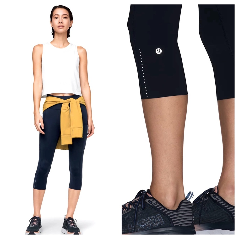 NWT Lululemon Fast and Free High-Rise Reflective 19" Crop Nulux Leggings -Size 4
